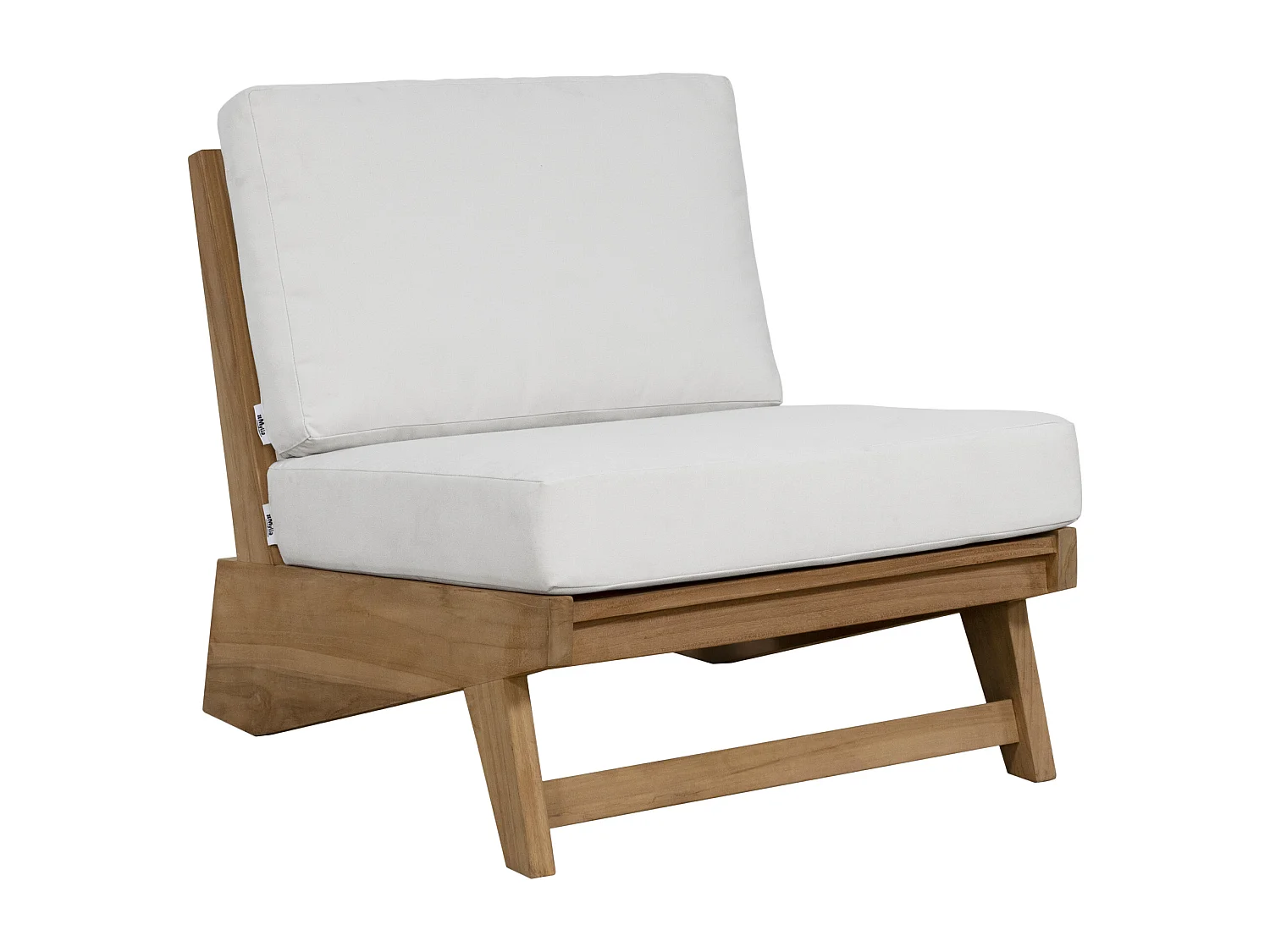 Salón de jardín en teca: un sofá de 2 plazas, 2 sillones y una mesa de centro - Natural claro y blanco - LOMANIS de MYLIA