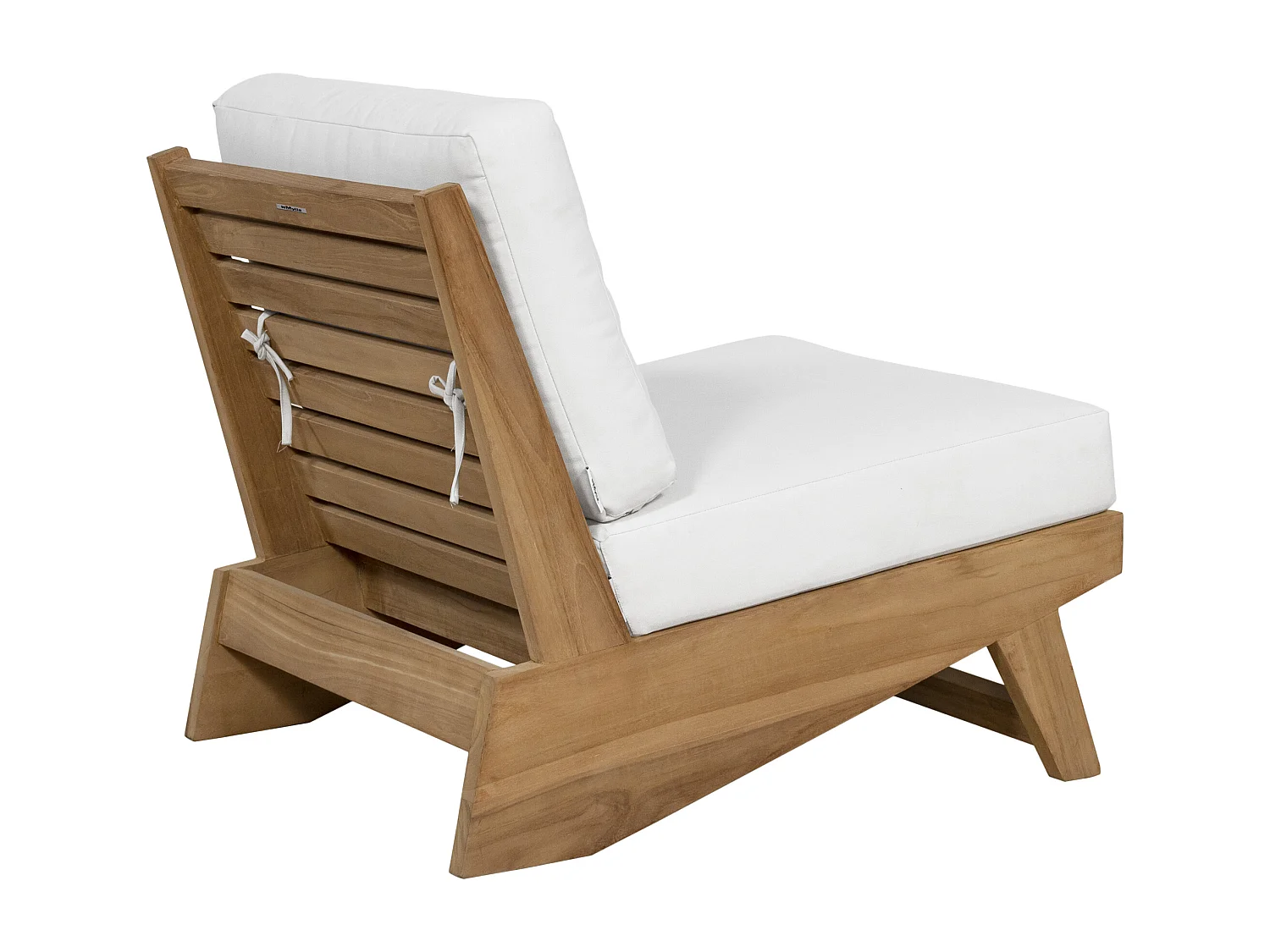 Salón de jardín en teca: un sofá de 2 plazas, 2 sillones y una mesa de centro - Natural claro y blanco - LOMANIS de MYLIA