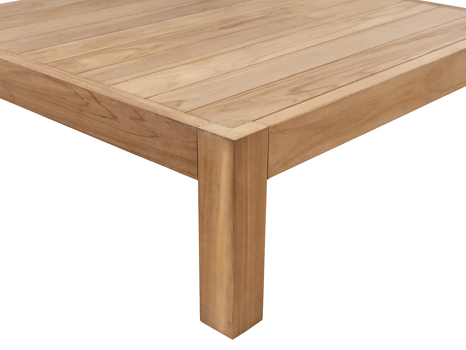 Salón de jardín en teca: un sofá de 2 plazas, 2 sillones y una mesa de centro - Natural claro y blanco - LOMANIS de MYLIA