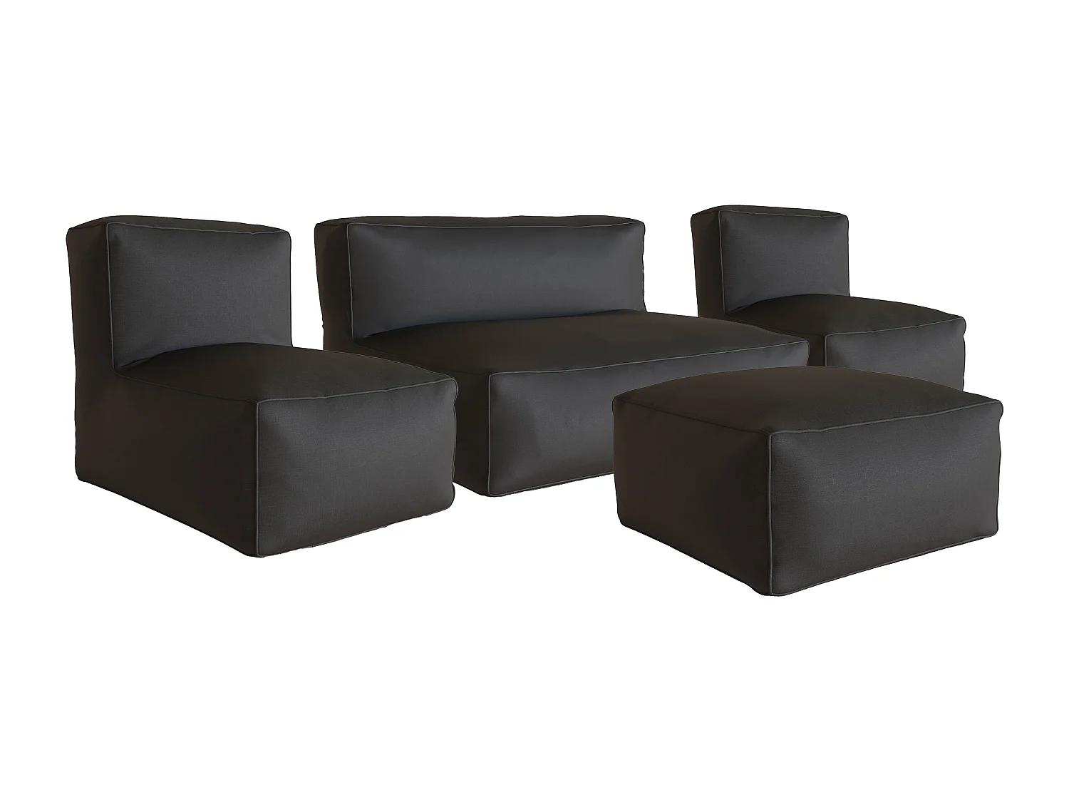 Salon de jardin en tissu 5 places : 1 canapé, 2 fauteuils et un pouf - Beige - NOUMARA de MYLIA