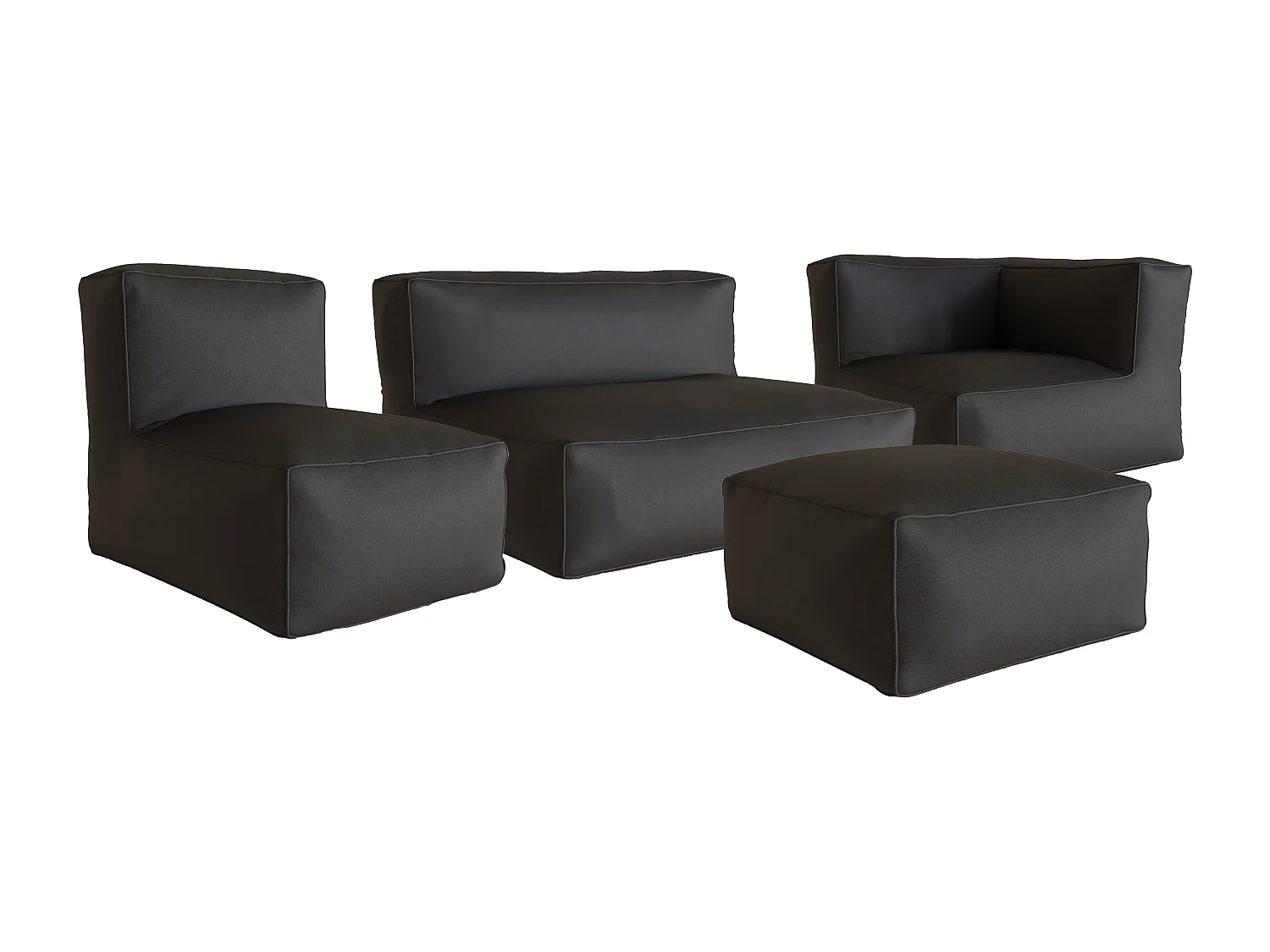 Utemöbelgrupp i tyg för 5 personer: 1 soffa, 1 fåtölj, 1 hörnsektion och 1 puff - Terracotta - NOUMARA från MYLIA