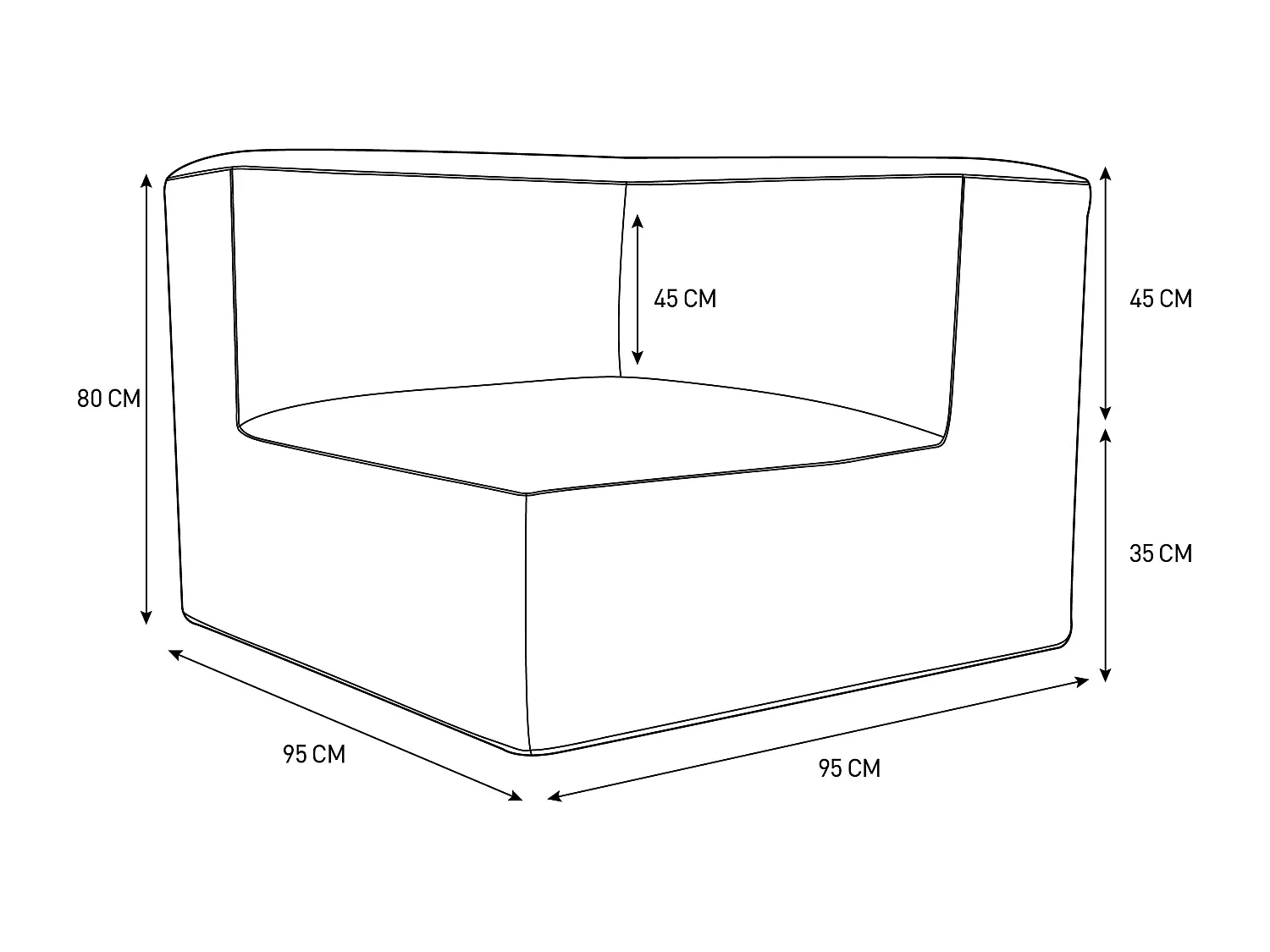 Salon de jardin en tissu 5 places : 1 canapé, 1 fauteuil, 1 angle et 1 pouf - Terracotta - NOUMARA de MYLIA