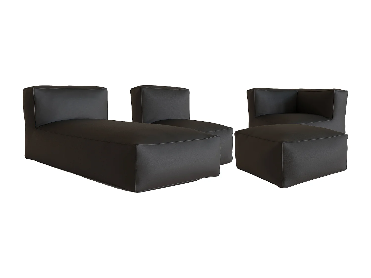 Salon de jardin en tissu 4 places : 1 fauteuil, 1 angle, 1 méridienne et 1 pouf - Terracotta - NOUMARA de MYLIA