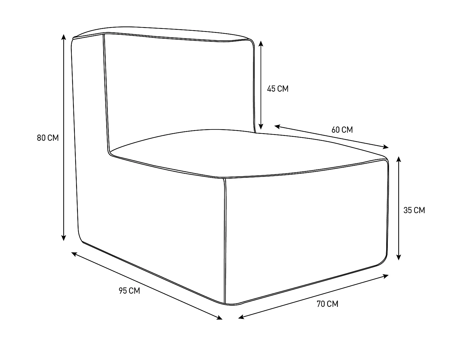 Salon de jardin en tissu 4 places : 1 fauteuil, 1 angle, 1 méridienne et 1 pouf - Terracotta - NOUMARA de MYLIA