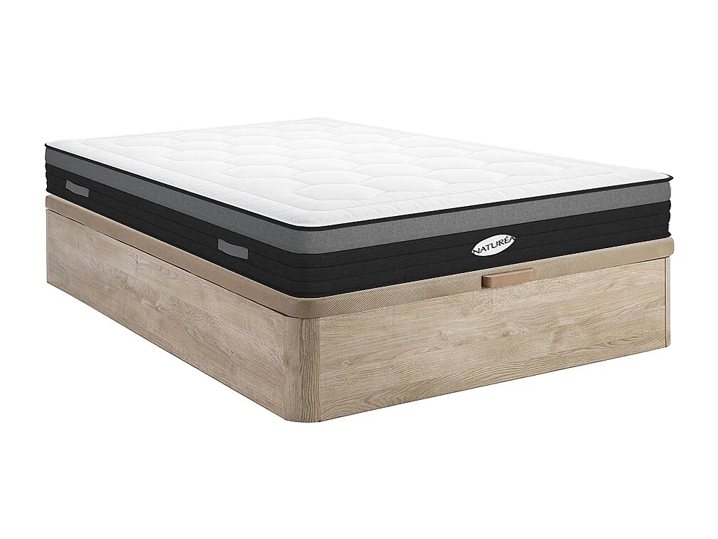 Set 160x200 rete vano Naturale chiaro+mater. ibrido molle insac. 7 zone e memory foam sp. 25 - AMARANTE di NATUREA