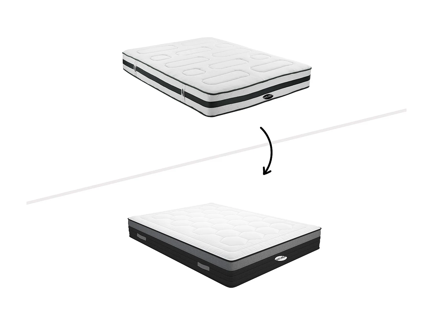 Set 140x190cm rete contenitore Bianco+mater. molle insac. 7 zone e memory foam sp. 25cm - AMARANTE di NATUREA