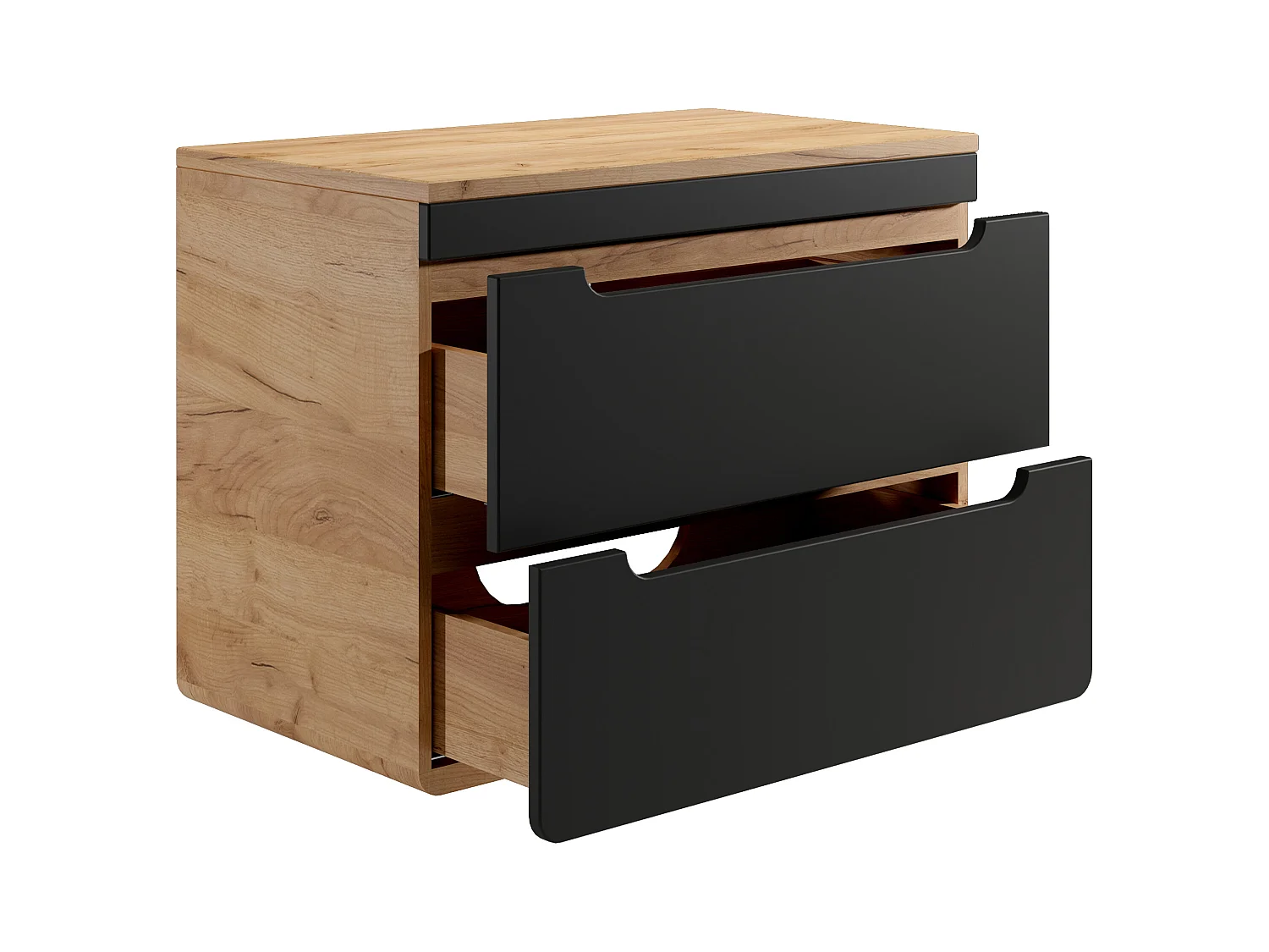 Mueble suspendido con tablero para lavabo - 80 cm - natural claro y antracita - ARUBA