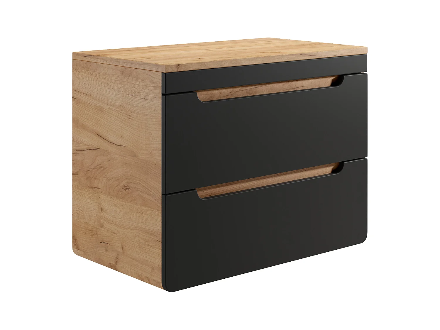 Waschbeckenunterschrank hängend mit Aufsatzwaschbecken - 80 cm - Holzfarben hell & Anthrazit - ARUBA