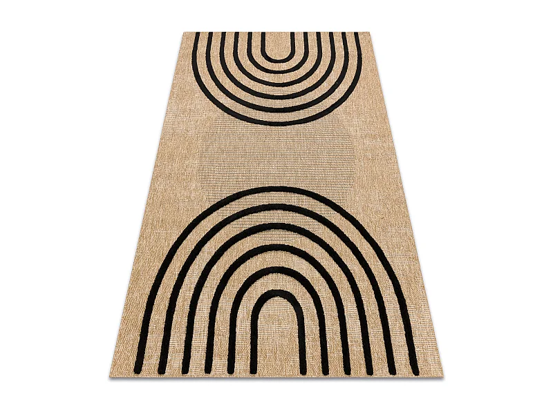 Dywan SPARK 0688 beż / czarny - Geometryczny, sizal, strukturalny  120x170 cm