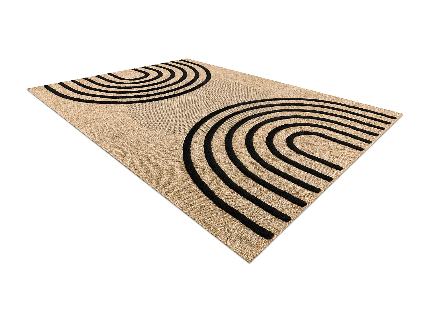 Dywan SPARK 0688 beż / czarny - Geometryczny, sizal, strukturalny  120x170 cm