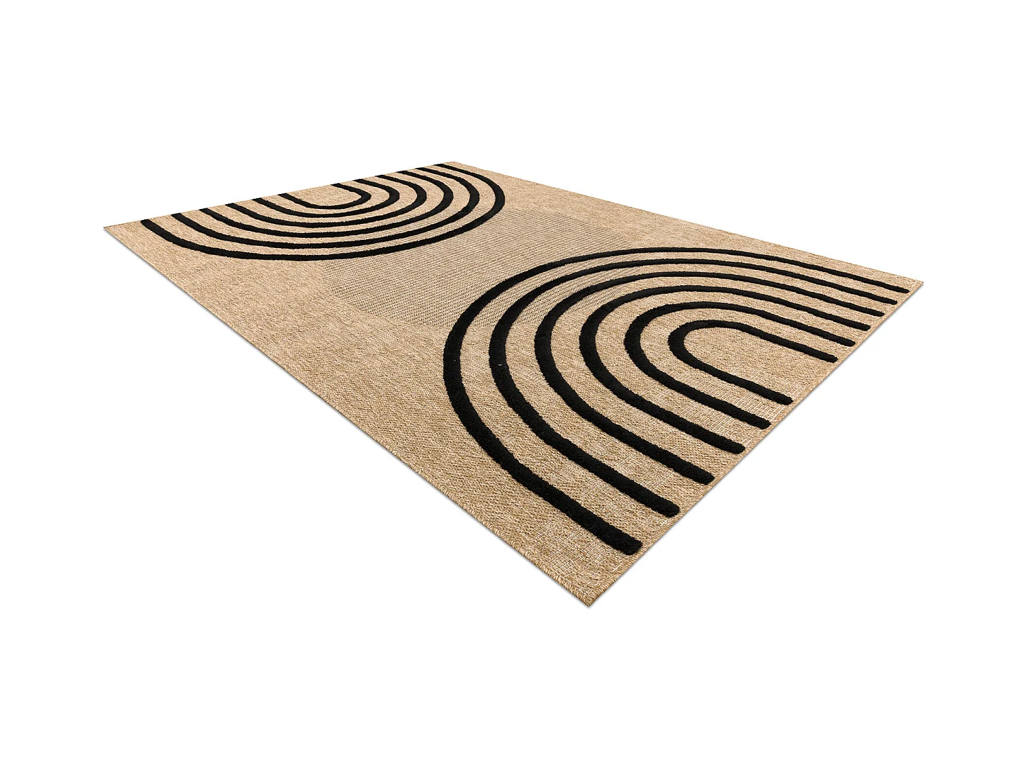Tapis SPARK 0688 beige / noir - Géométrique, sisal, structurel 120x170 cm