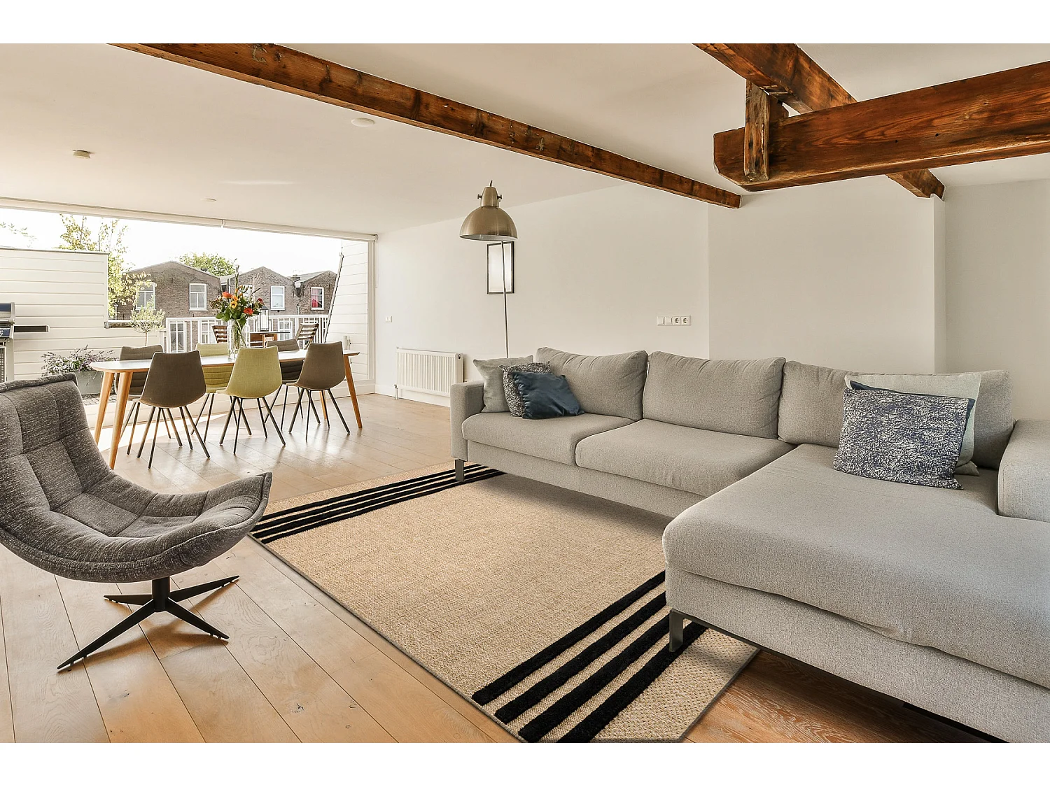 Tapis SPARK 0689 beige / noir - Lignes, sisal, structurel 120x170 cm