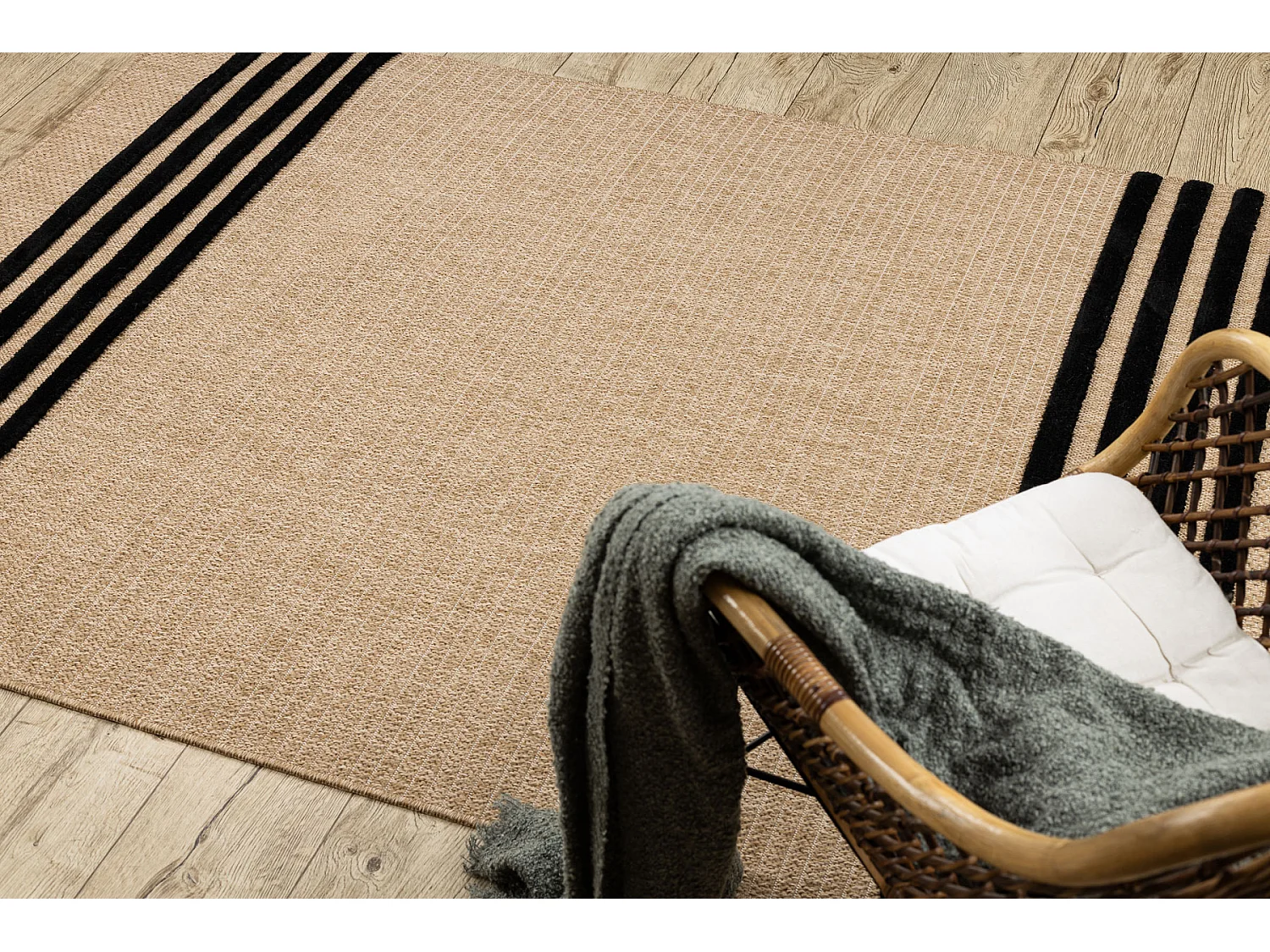 Tapis SPARK 0689 beige / noir - Lignes, sisal, structurel 120x170 cm