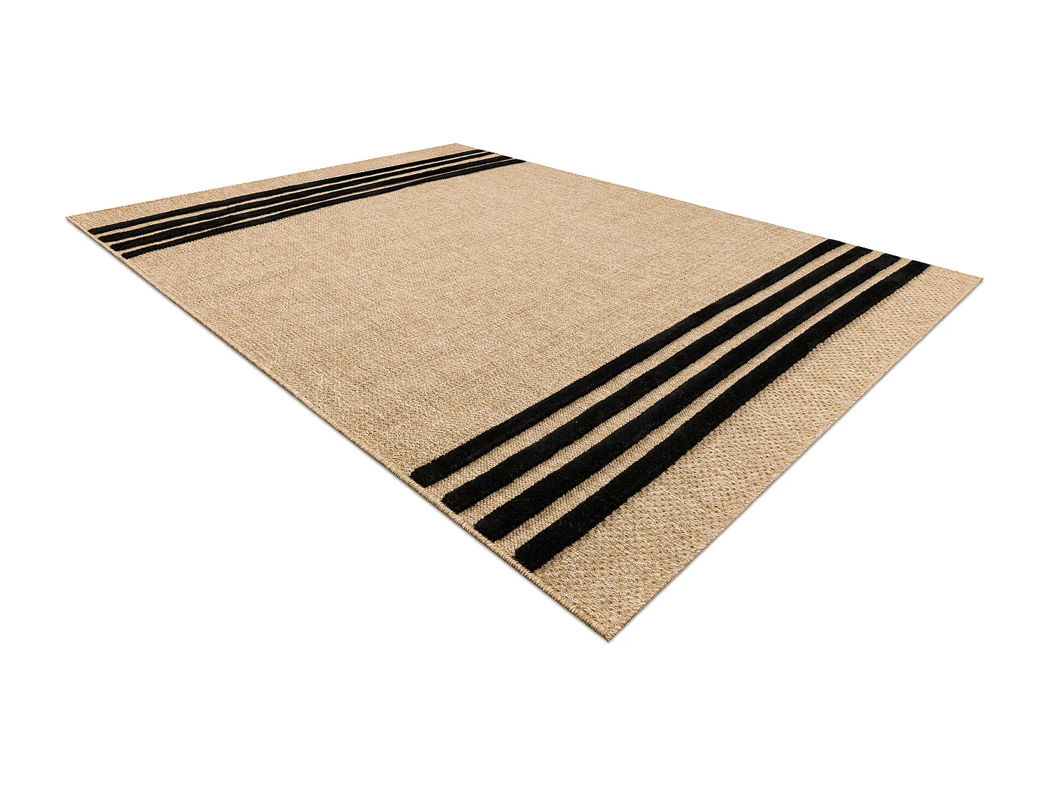 Dywan SPARK 0689 beż / czarny - Linie, sizal, strukturalny  120x170 cm