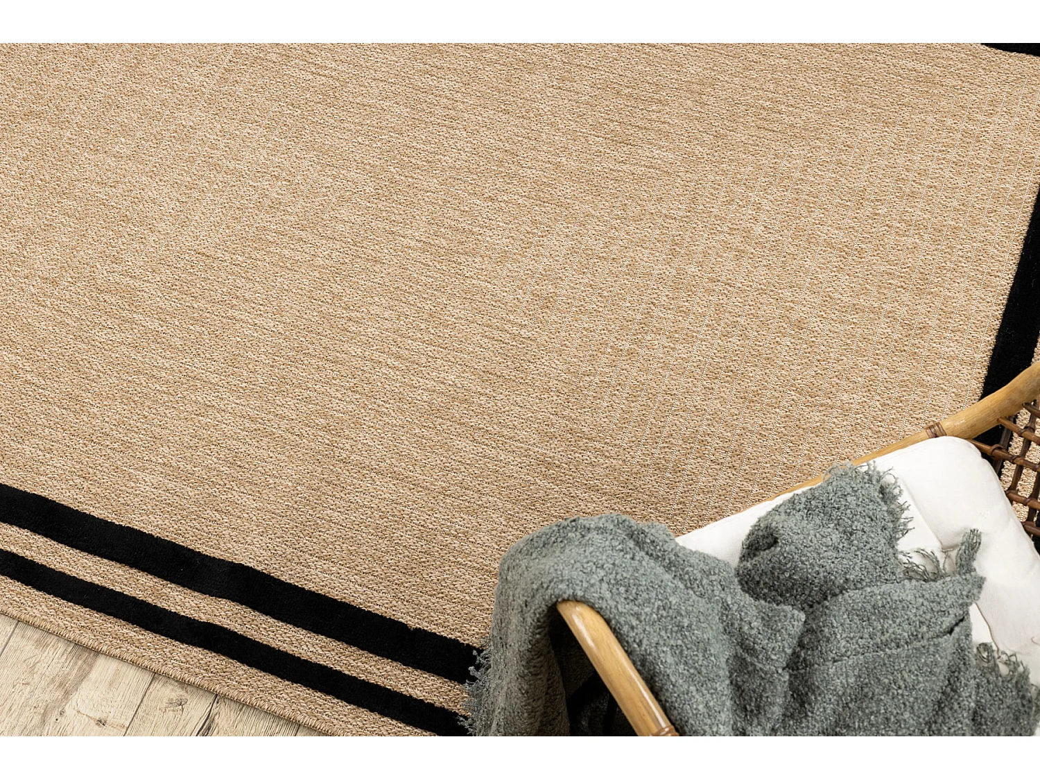 Tappeto SPARK 0687 beige / nero - Telaio, sisal, strutturale 80x150 cm