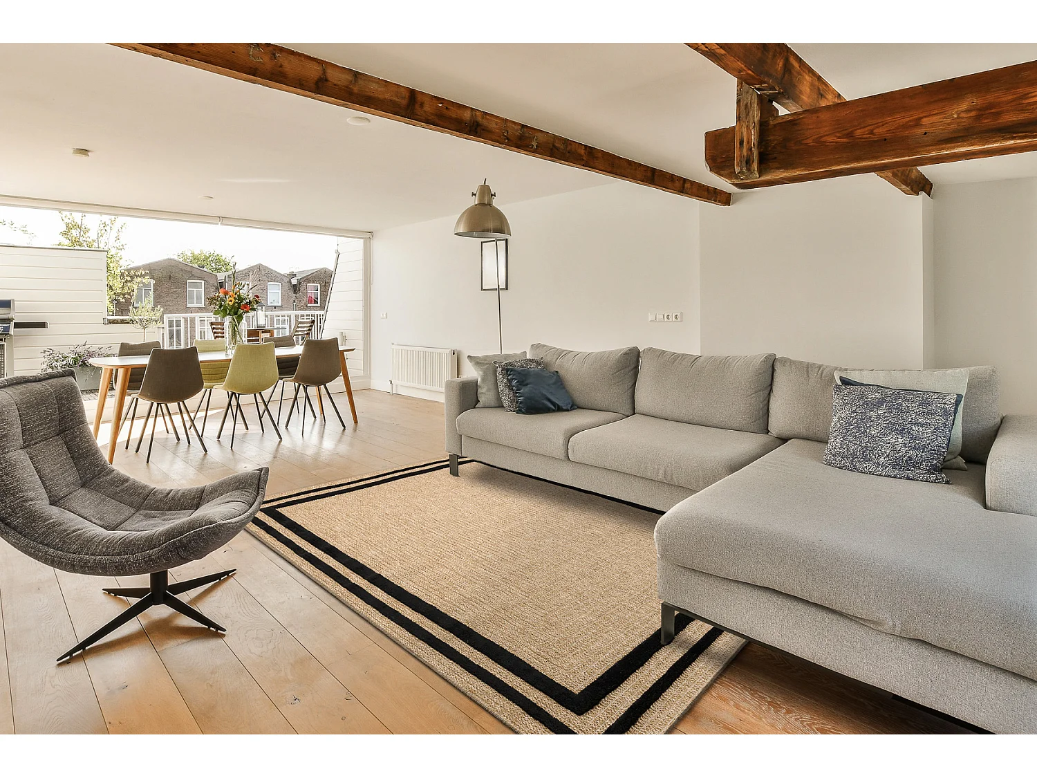 Tapis SPARK 0687 beige / noir - Cadre, sisal, structurel 200x290 cm