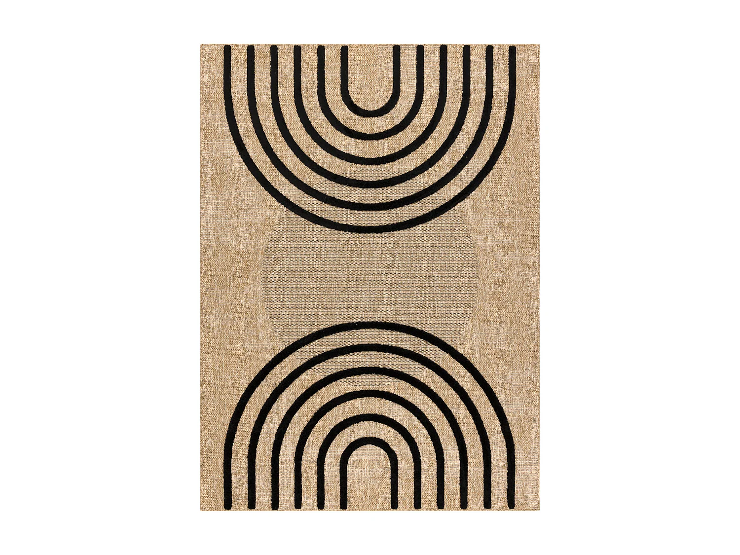 Tappeto SPARK 0688 beige / nero - Geometrico, sisal, strutturale 80x150 cm