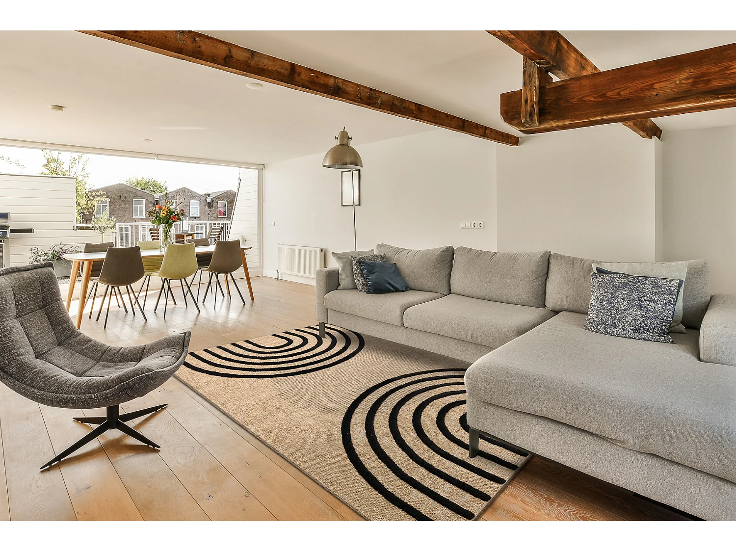 Tappeto SPARK 0688 beige / nero - Geometrico, sisal, strutturale 80x150 cm