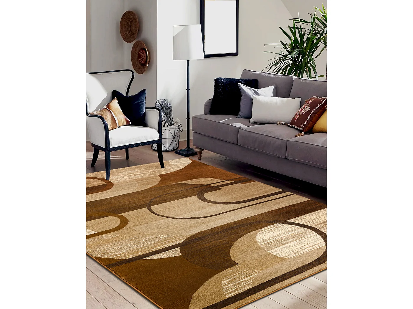 Dywan ROYAL HE405 Geometryczny - brązowy / krem 180x270 cm