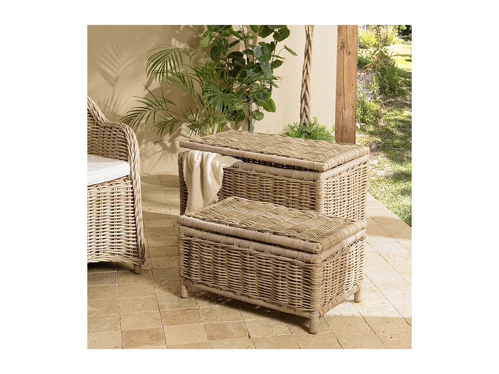 KALLY - Set de 2 coffres de rangement rectangulaires en kubu naturel