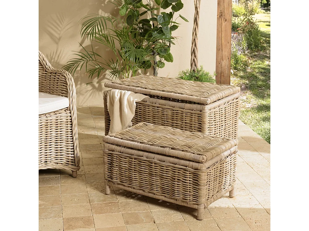 KALLY - Set de 2 coffres de rangement rectangulaires en kubu naturel