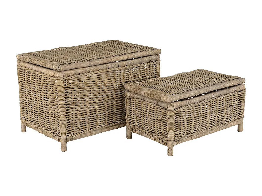KALLY - Set de 2 coffres de rangement rectangulaires en kubu naturel
