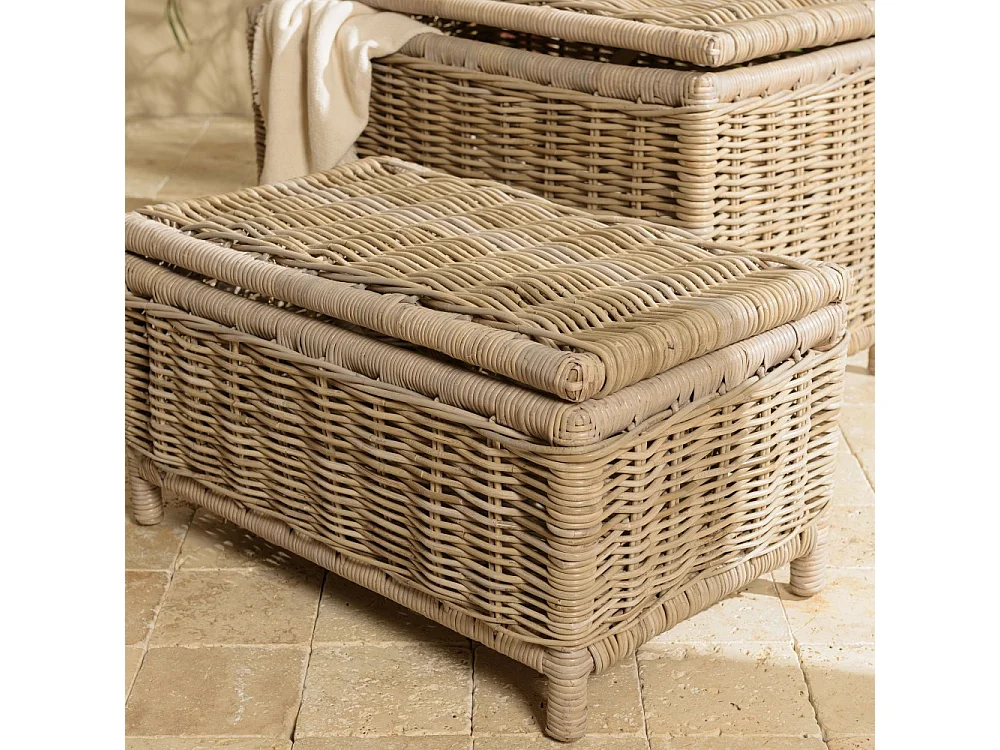 KALLY - Set de 2 coffres de rangement rectangulaires en kubu naturel