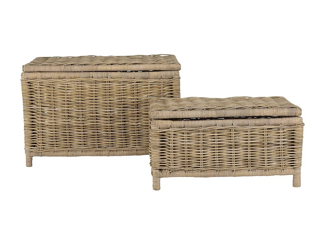 KALLY - Set de 2 coffres de rangement rectangulaires en kubu naturel