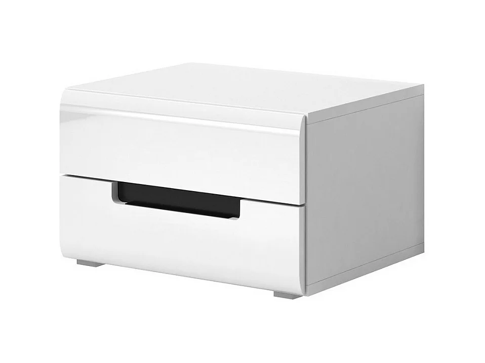 Table de chevet LUCIA – 2 tiroirs – Blanc brillant