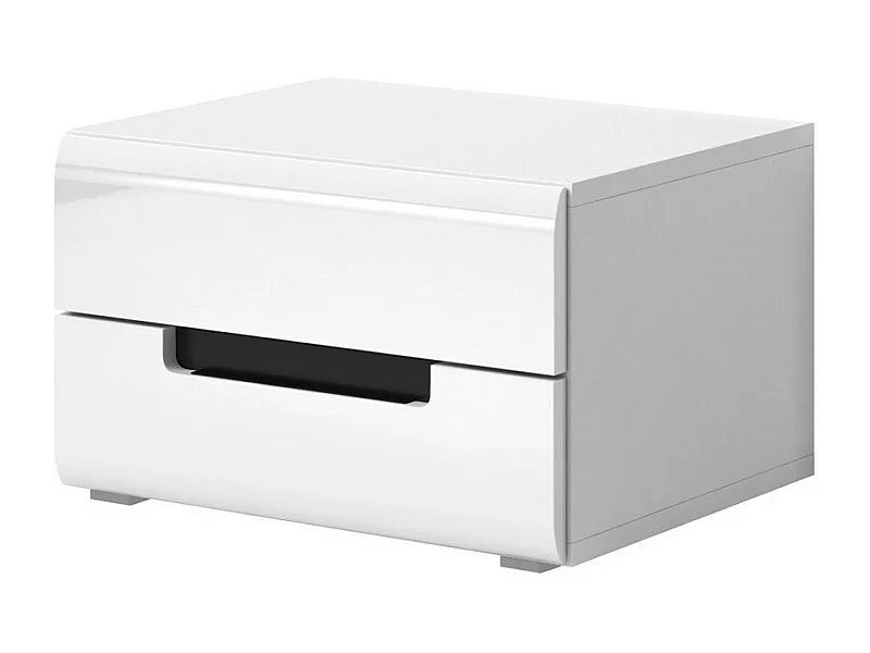 Comodino con due cassetti della collezione LUCIA. Colore bianco.