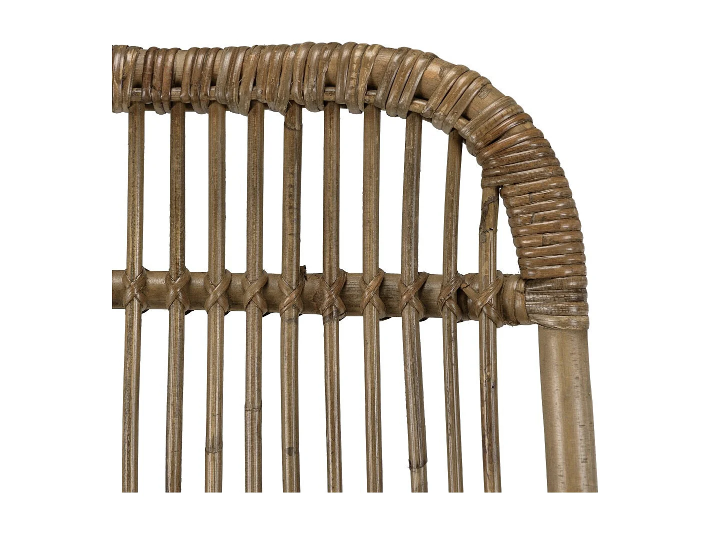 KALLY - Lot de 2 chaises en rotin grisé coussin blanc pieds métal noir