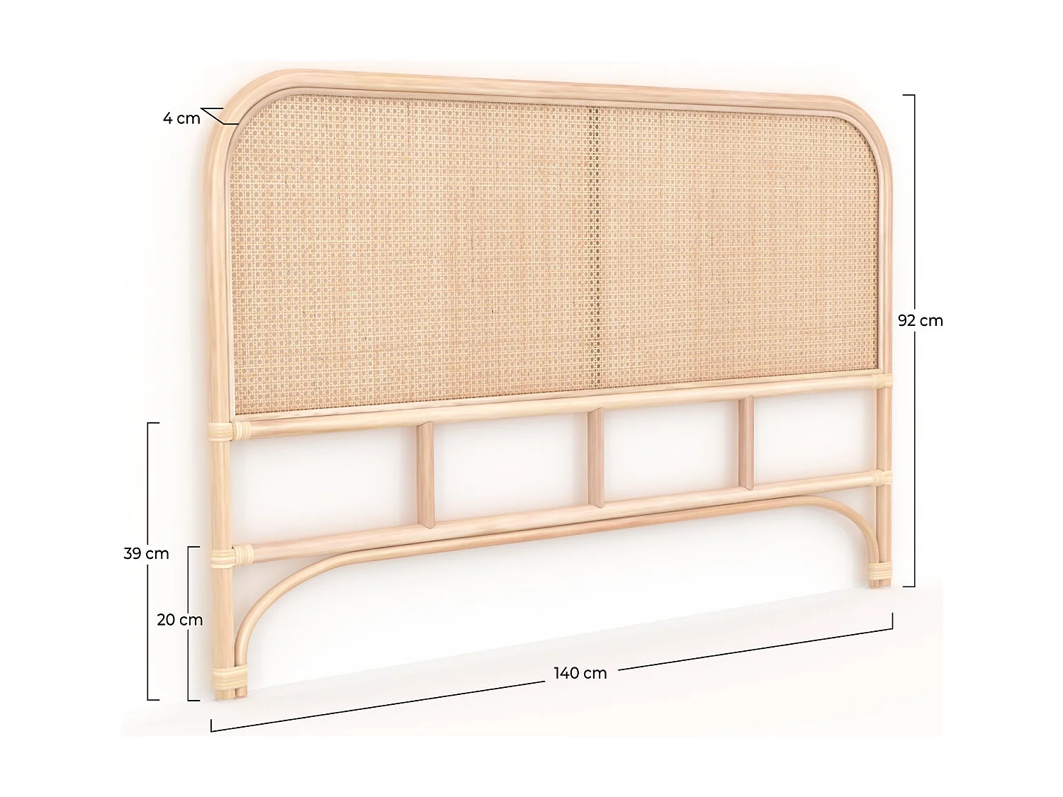 Testiera del letto in rattan e paglia di Vienna 140 cm - Naïra