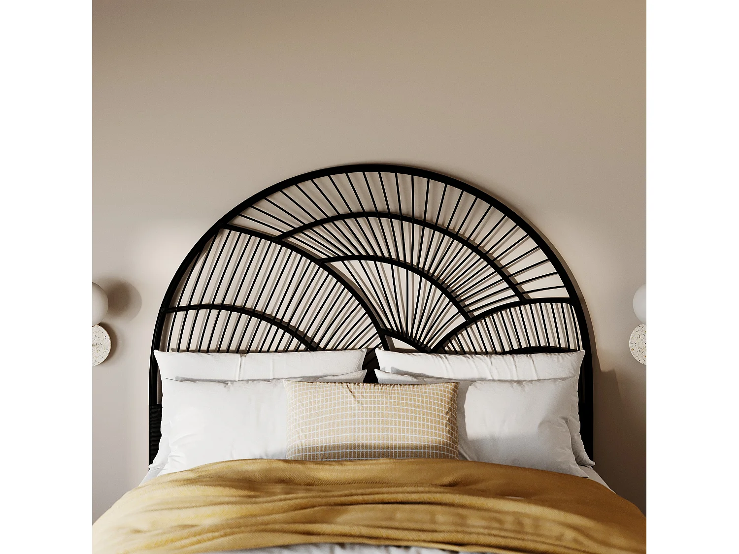 Tête de lit en rotin noir 160 cm - Séléné