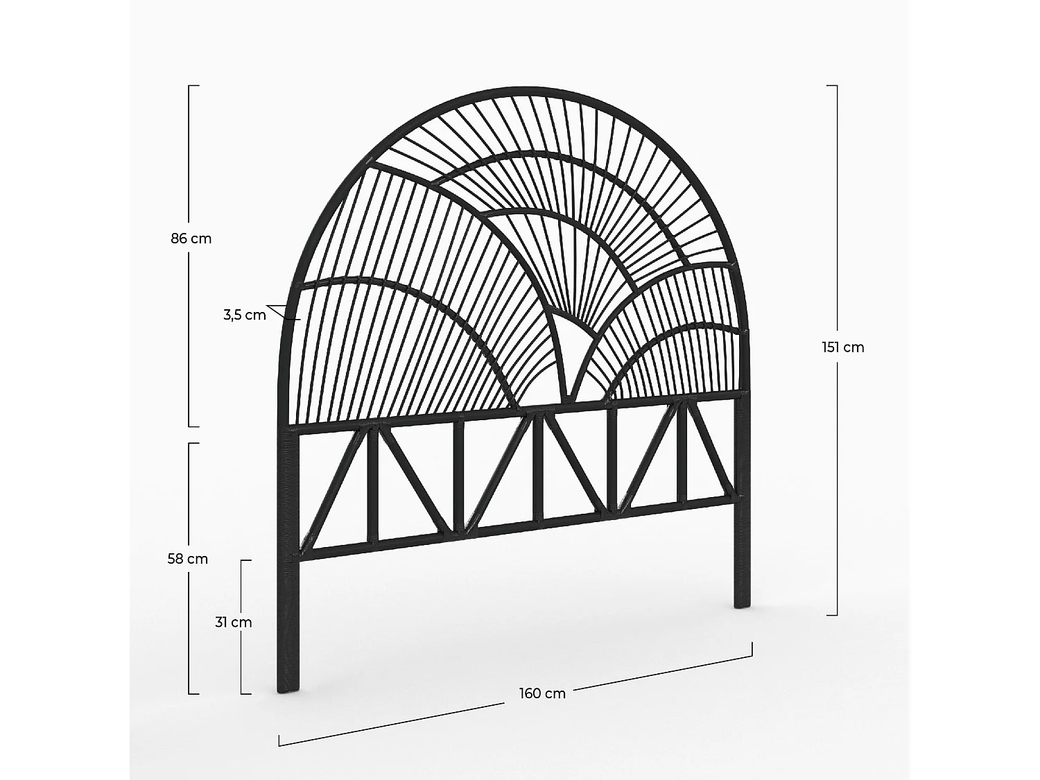 Tête de lit en rotin noir 160 cm - Séléné