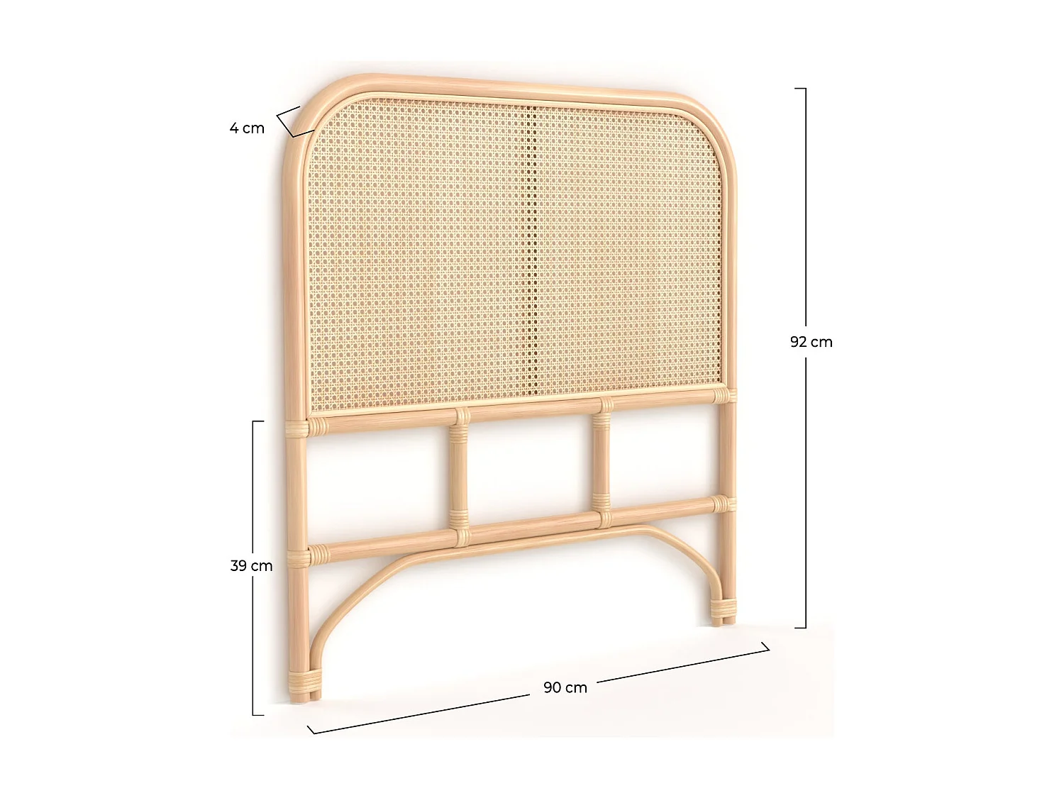 Tête de lit en rotin et cannage 90 cm - Naïra