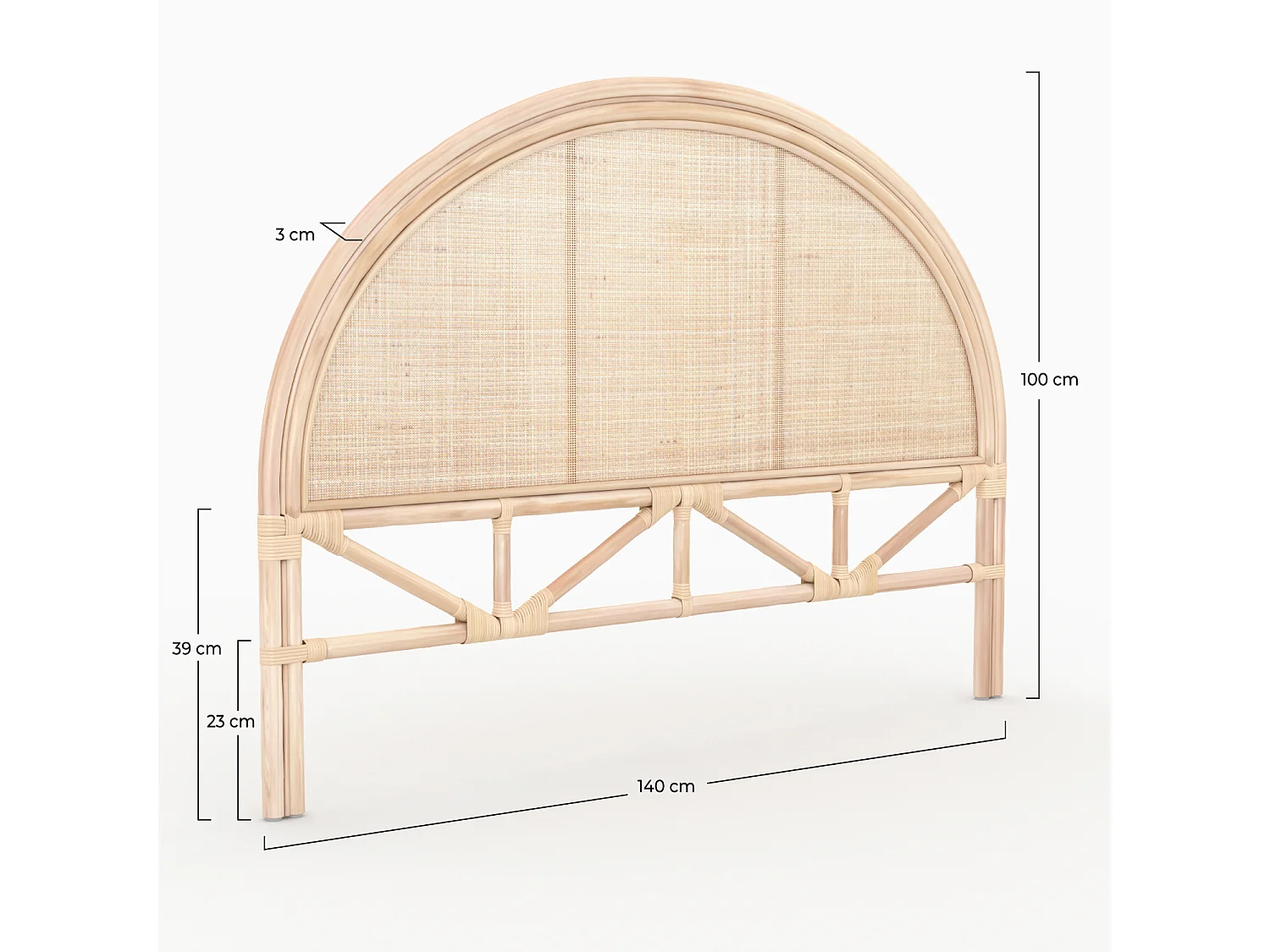 Testiera del letto in rattan e paglia di Vienna 140 cm - Madya