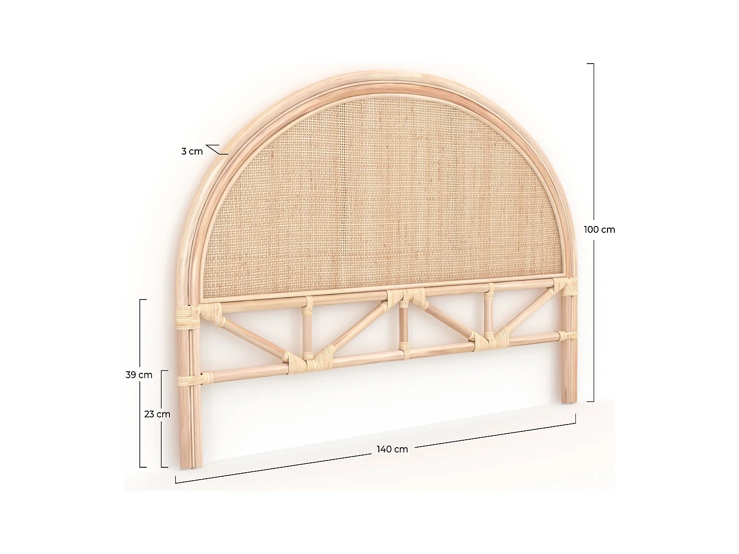 Testiera del letto in rattan e paglia di Vienna 140 cm - Madya