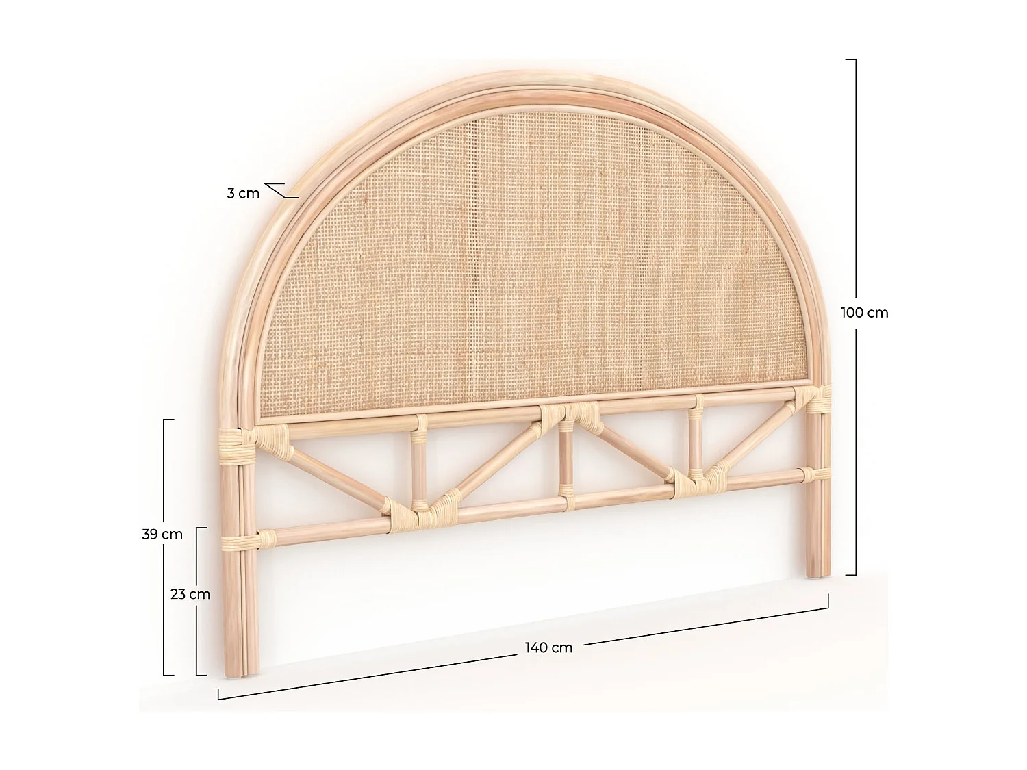 Cabecero de cama en ratán y rejilla 140 cm - Madya