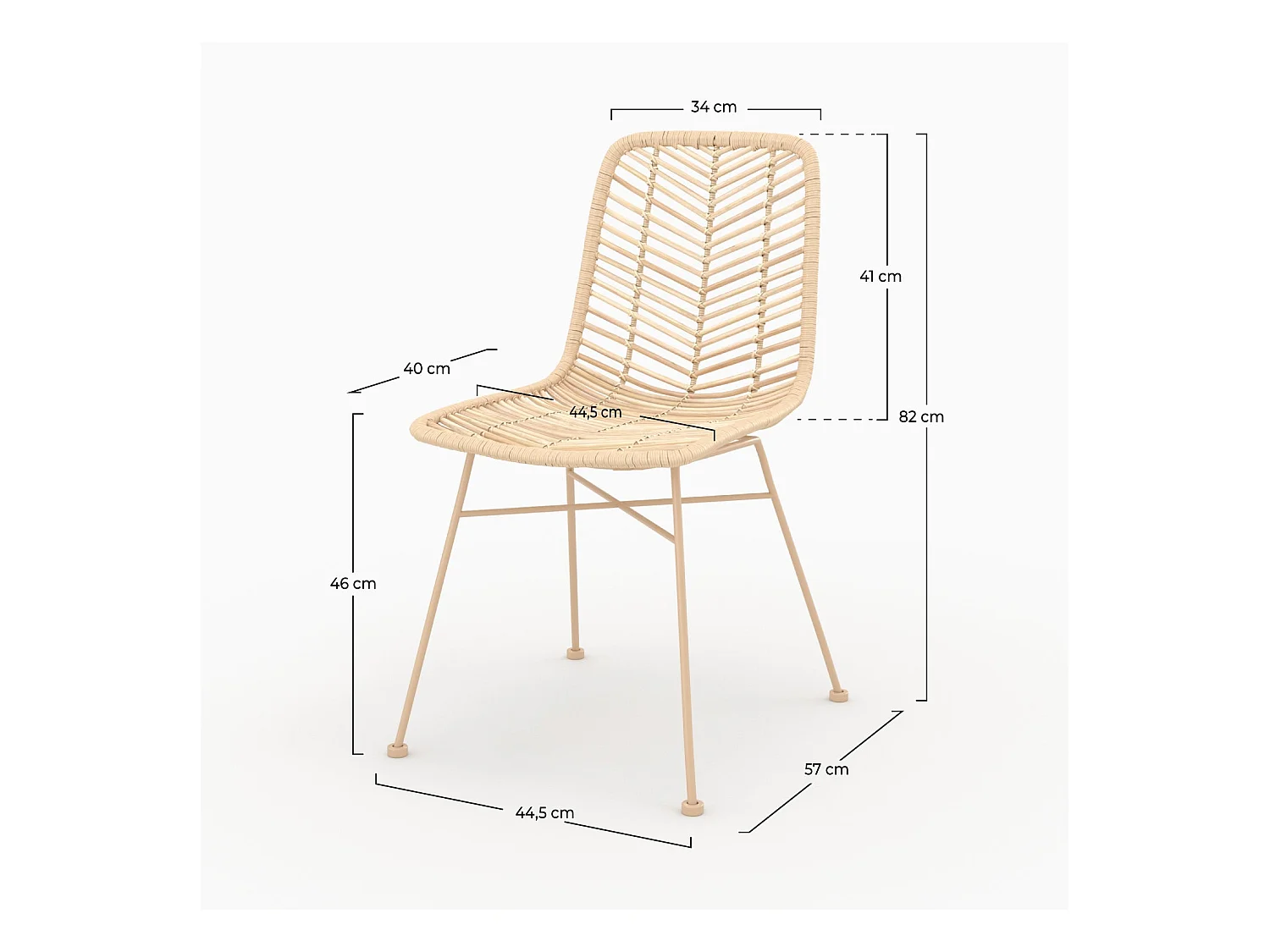 Lot de 2 chaises en rotin naturel et pieds beiges - Tamara