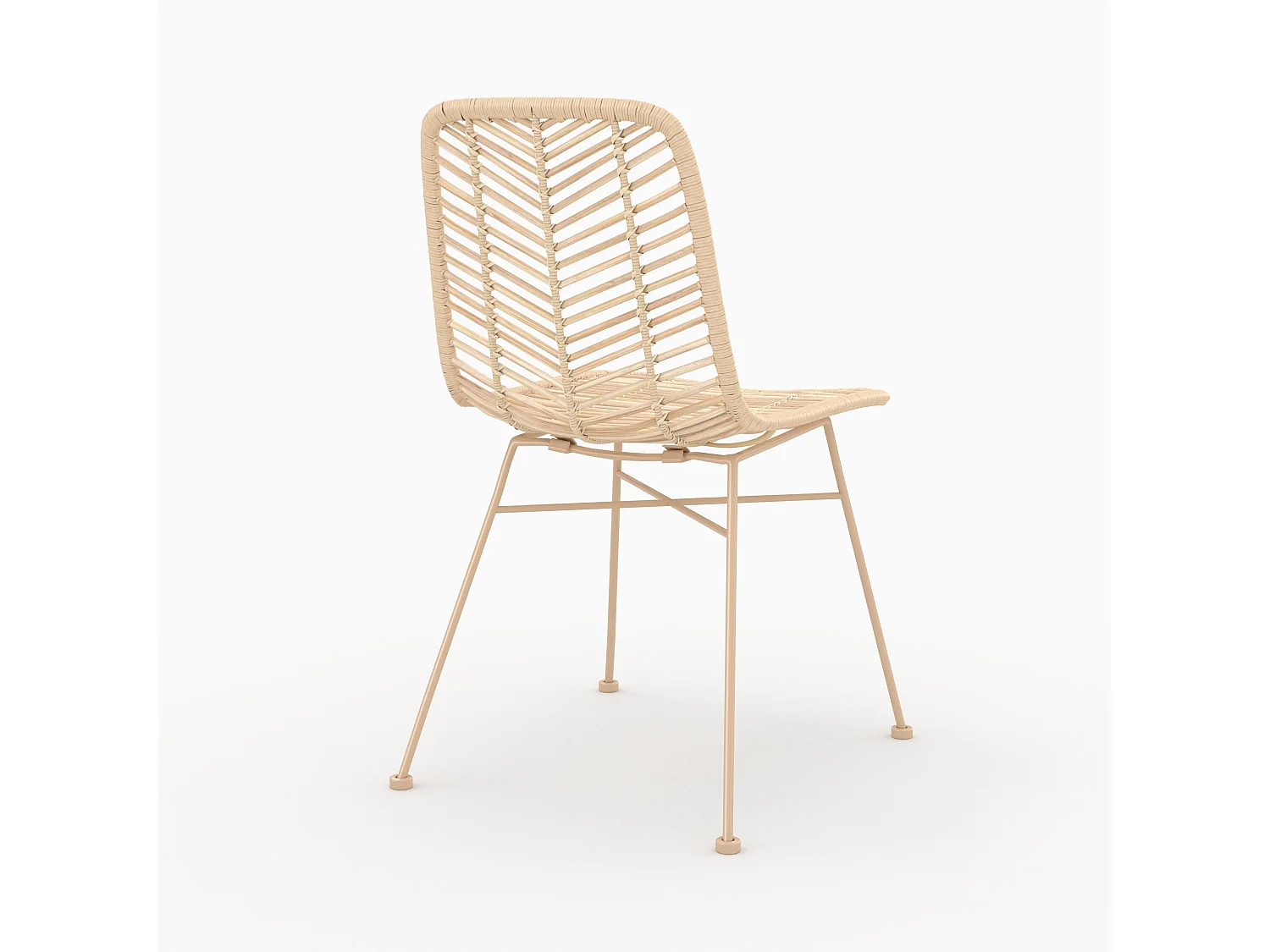 Lot de 2 chaises en rotin naturel et pieds beiges - Tamara