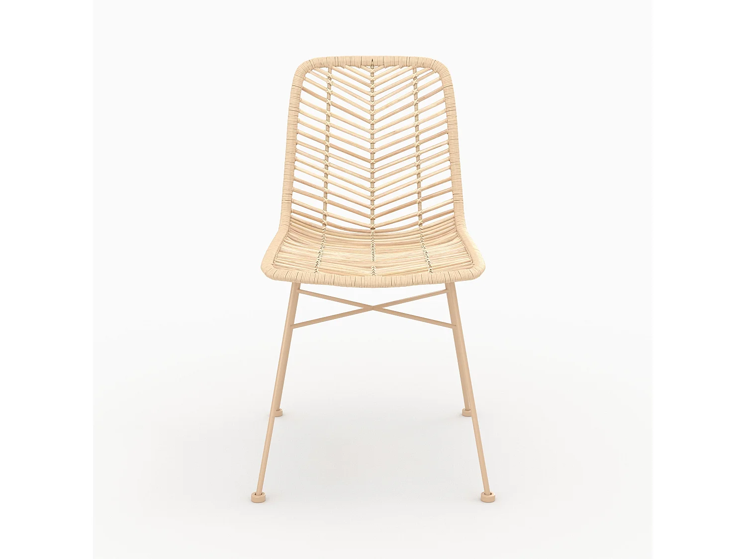 Lot de 2 chaises en rotin naturel et pieds beiges - Tamara