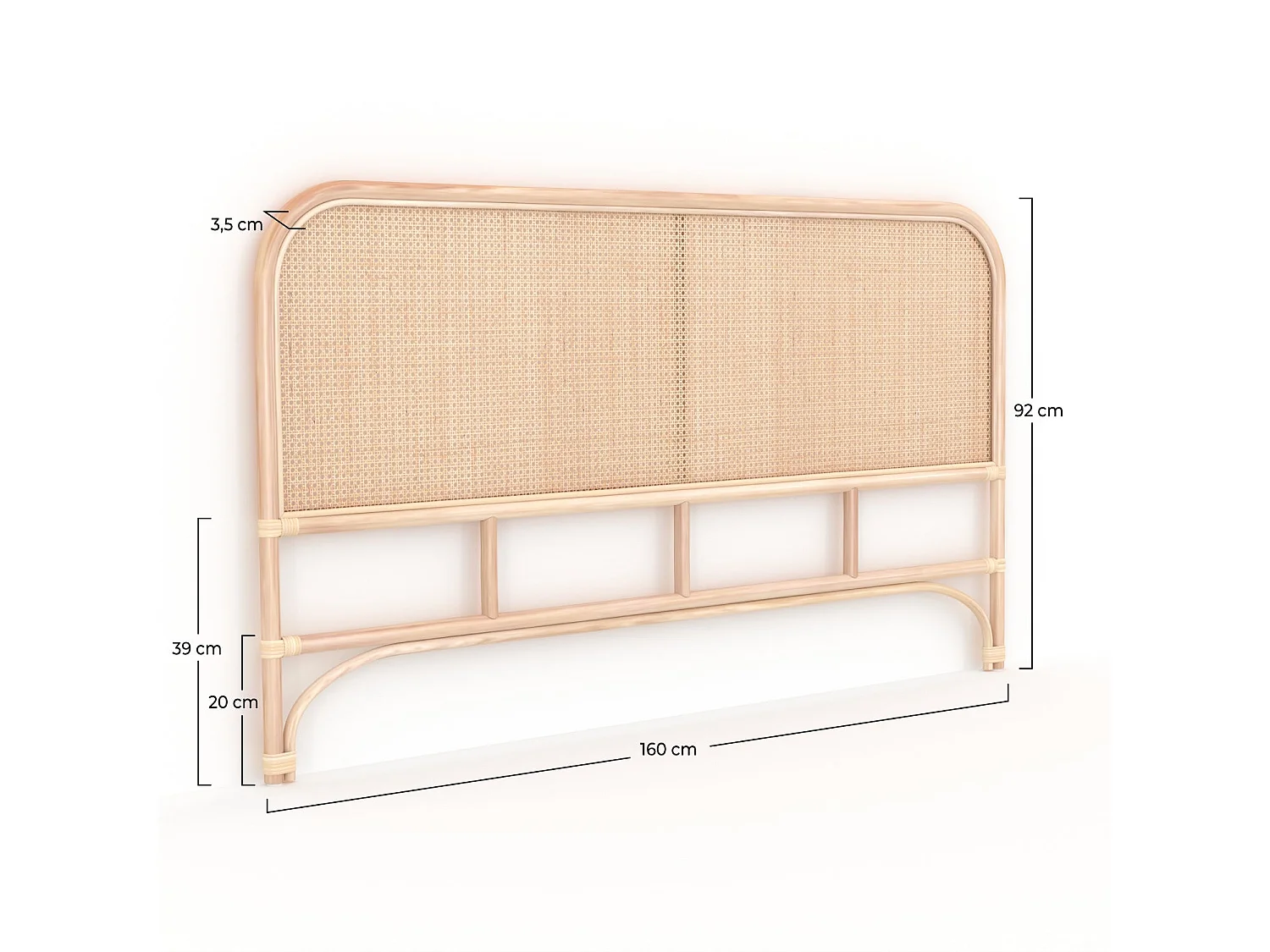 Tête de lit en rotin et treillis 160 cm - Naïra