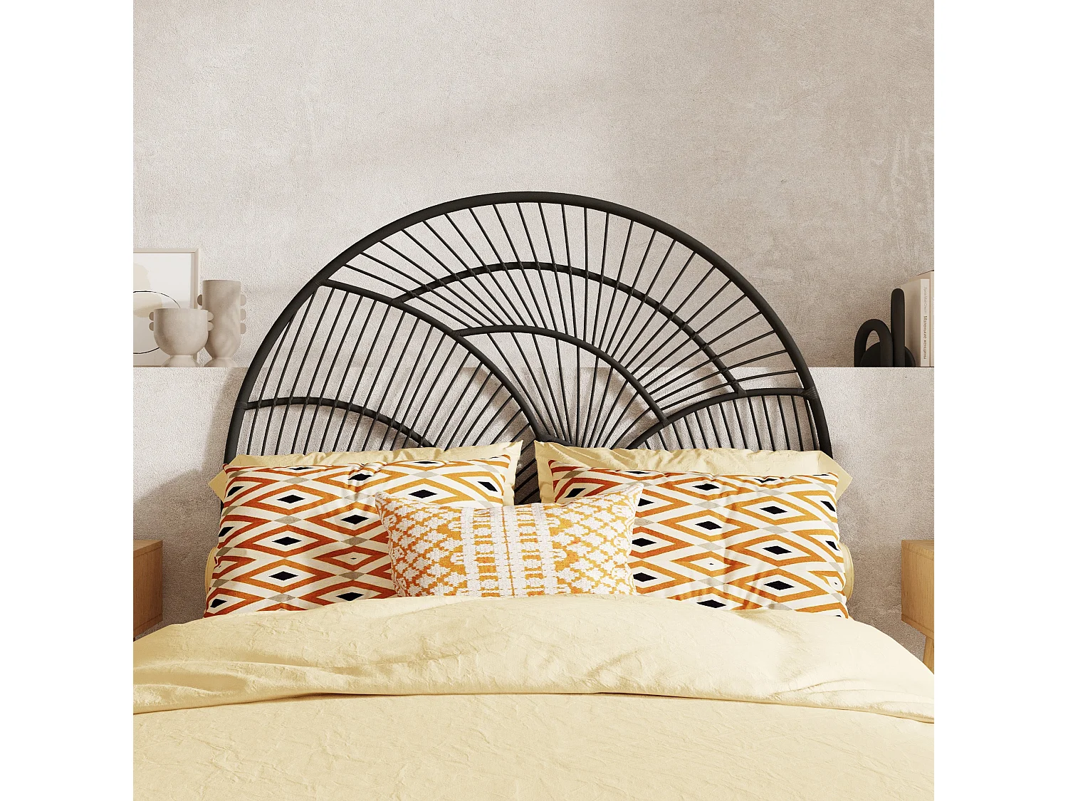 Tête de lit en rotin noir 140 cm - Séléné