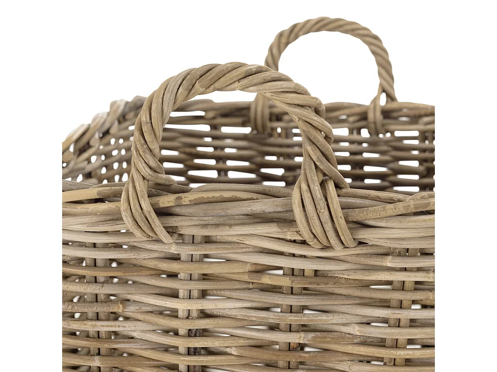 KALLY - Set de 3 paniers de rangement carrés en kubu naturel