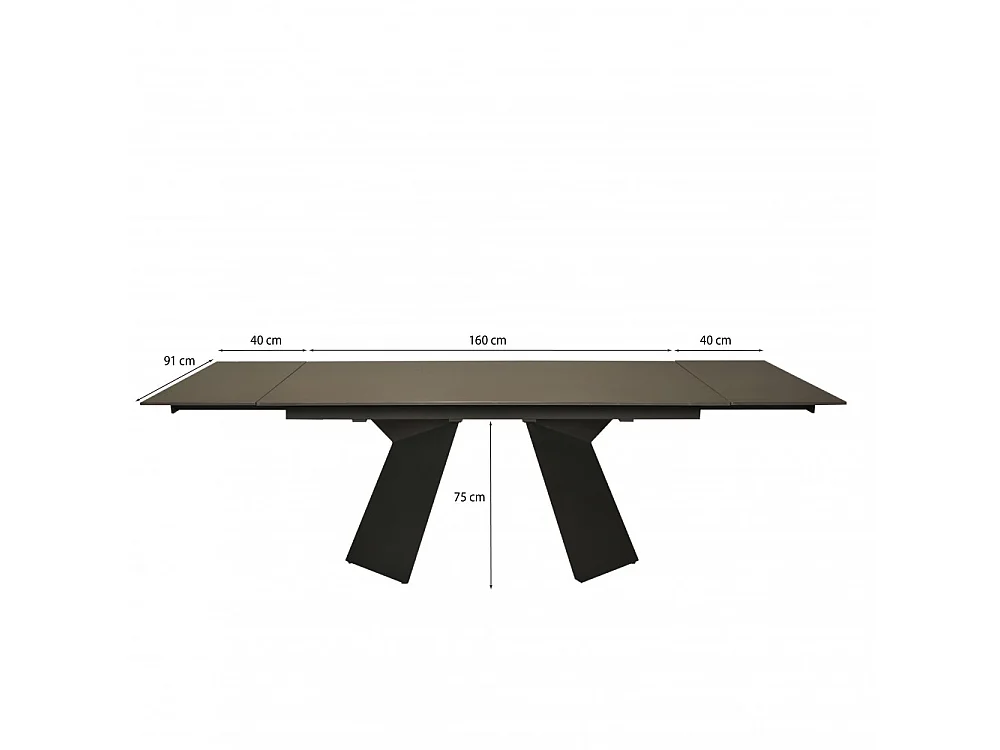 Table à manger extensible en pierre PALACIO 160x90cm + 2 allonges de 40cm - 10 personnes / Anthracite