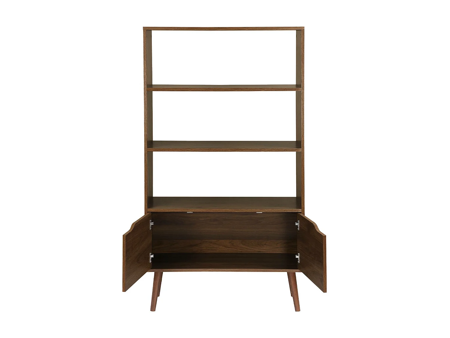 Libreria effetto noce, 2 ante e 3 livelli, noce