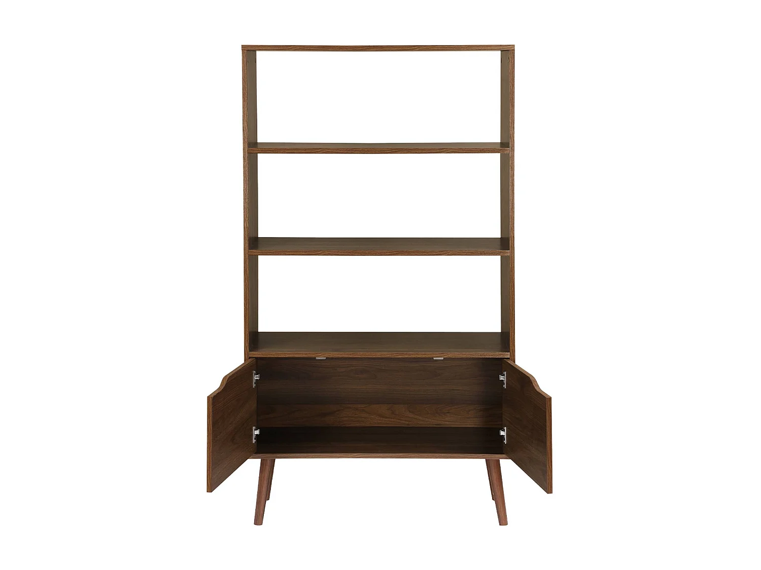 Libreria effetto noce, 2 ante e 3 livelli, noce