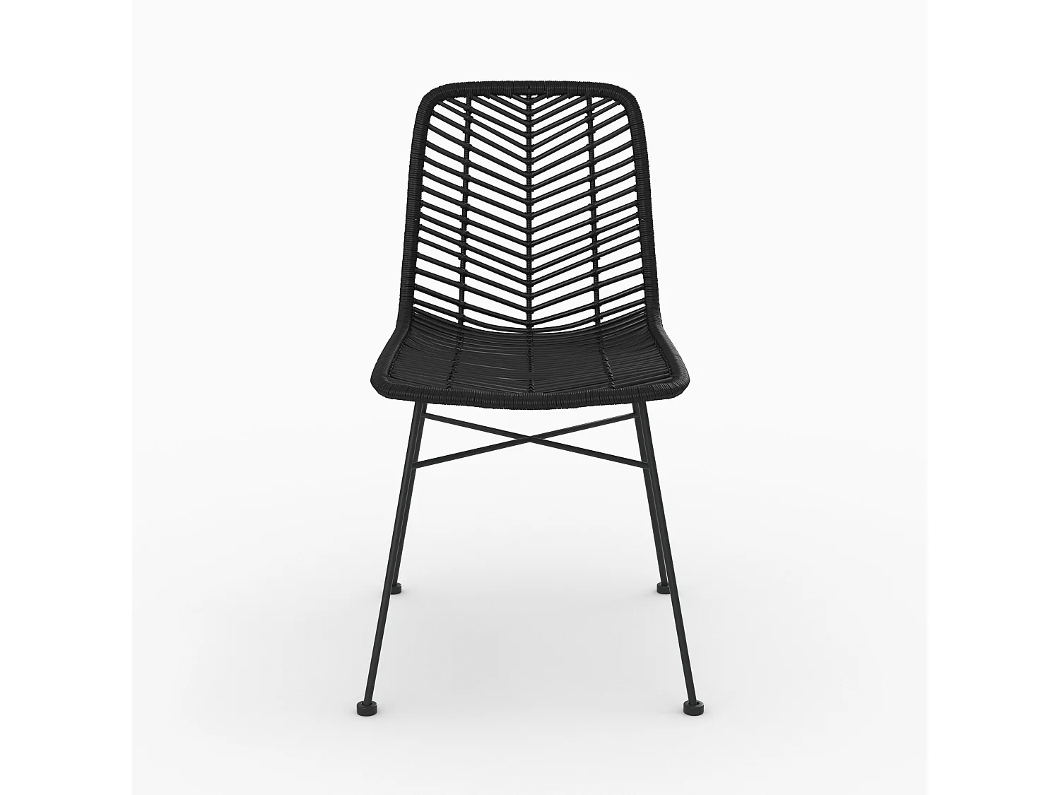 Set de 2 sillas en ratán con patas de metal negro - Tamara