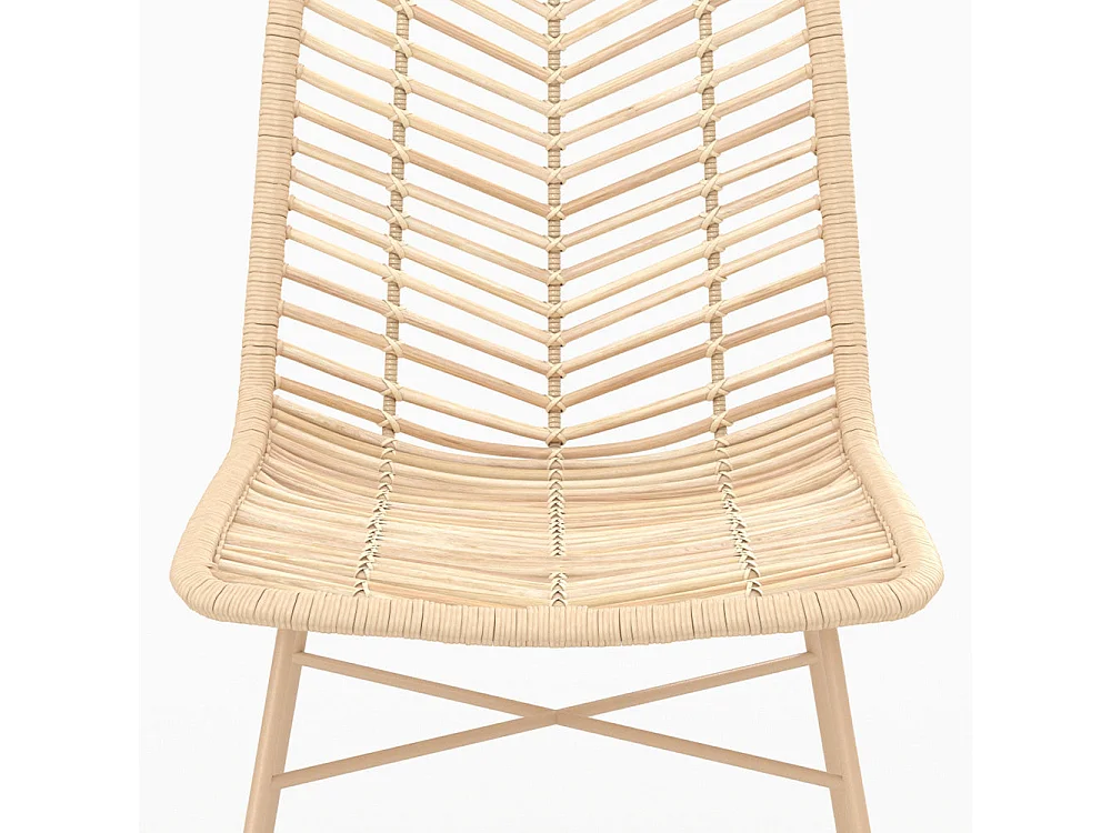 Lot de 2 chaises Tamara en rotin naturel et pieds beiges, style bohème ethnique, confort et design aérien, 82 cm