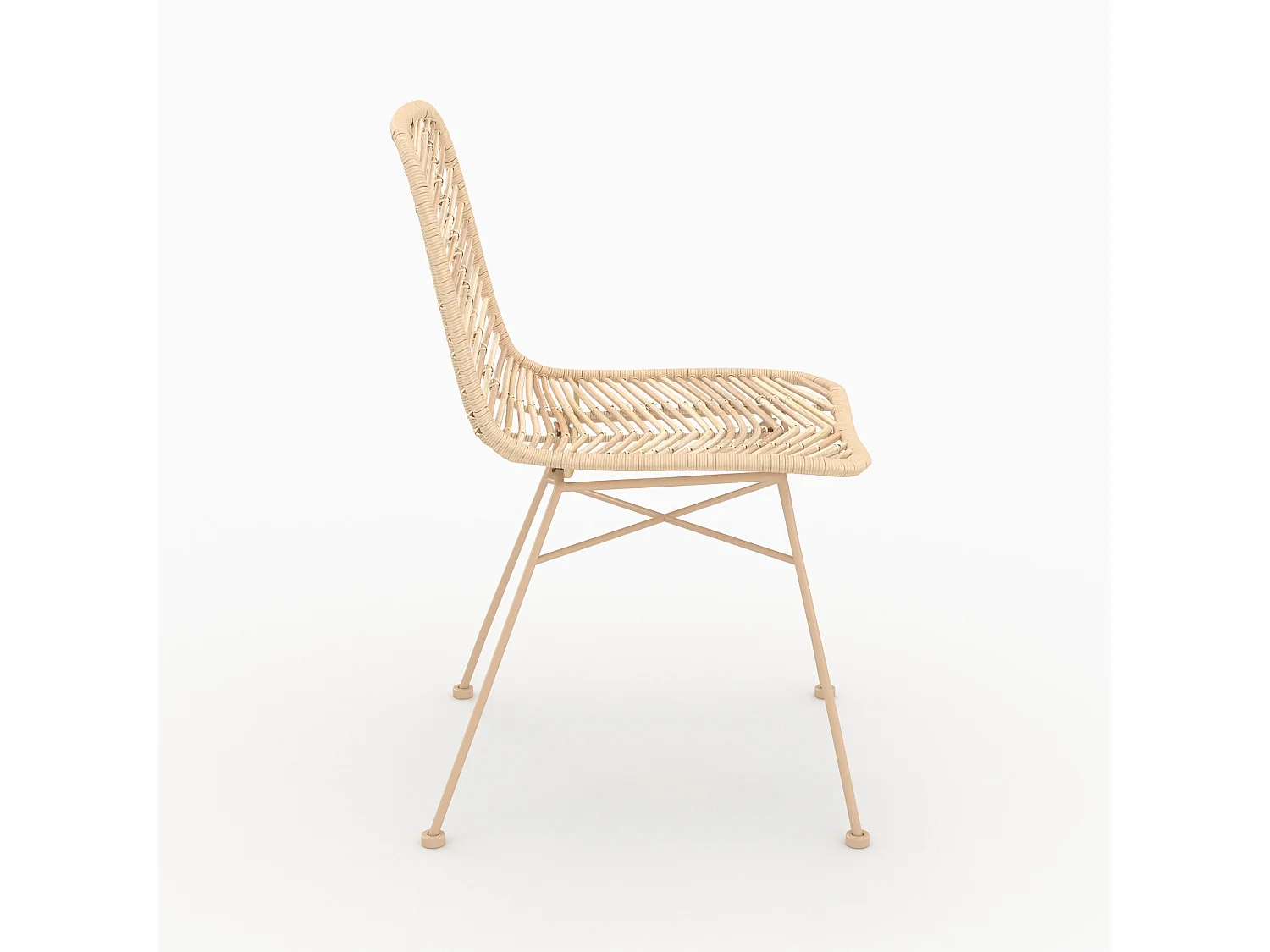 Lot de 2 chaises Tamara en rotin naturel et pieds beiges, style bohème ethnique, confort et design aérien, 82 cm